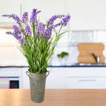 Silk lilac flower arrangement in french pail - 20"-4